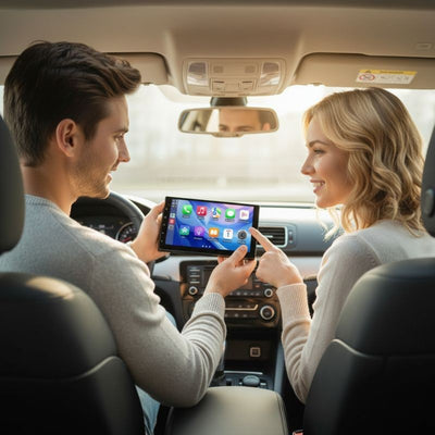 Femme montre Autoradio 2din NexDrive à son marie