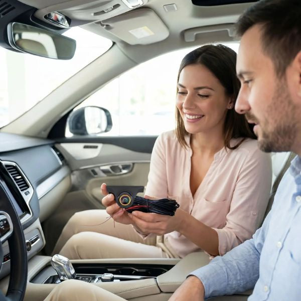 camera de recul presenté par couple dans voiture

