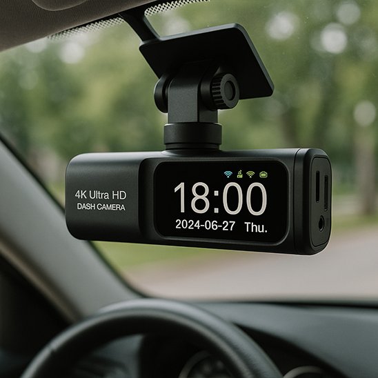 camera voiture affichage frontal heure date statut de connexion