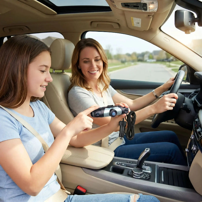 dashcam jeune fille montre à sa mère le modèle essentiel