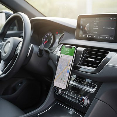 Porte telephone voiture airclip installé sur grille de ventilation