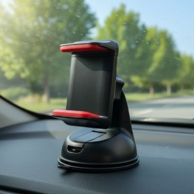support telephone ventouse installé sur tableau de bord