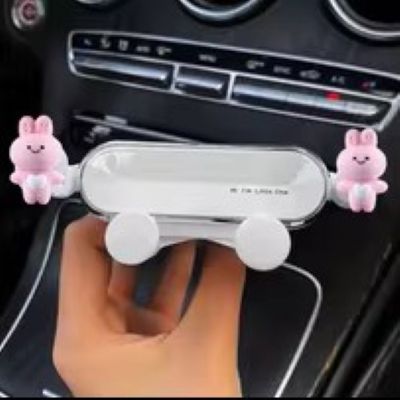support téléphone voiture lapins rose