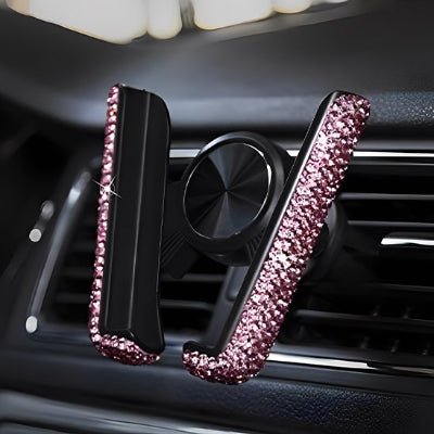 Support telephone voiture cristaux rose
