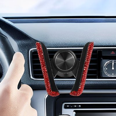 Support telephone voiture cristaux rouge