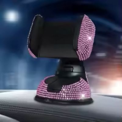 support téléphone voiture brillant rose