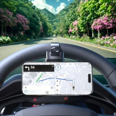 support telephone volant fixe sur volant avec sangle