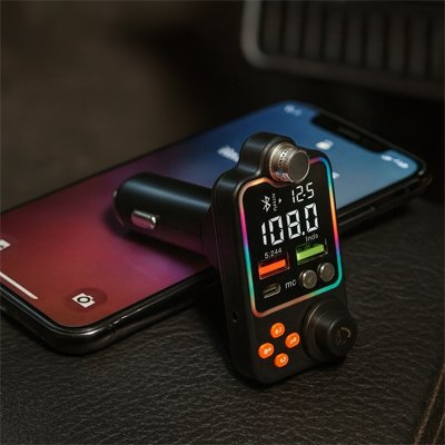 Transmetteur fm bluetooth affichage led multicolore